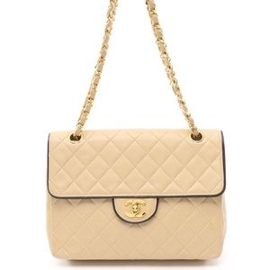 Vintage Chanel 14k Gold Plated Lambskin Flap Bag